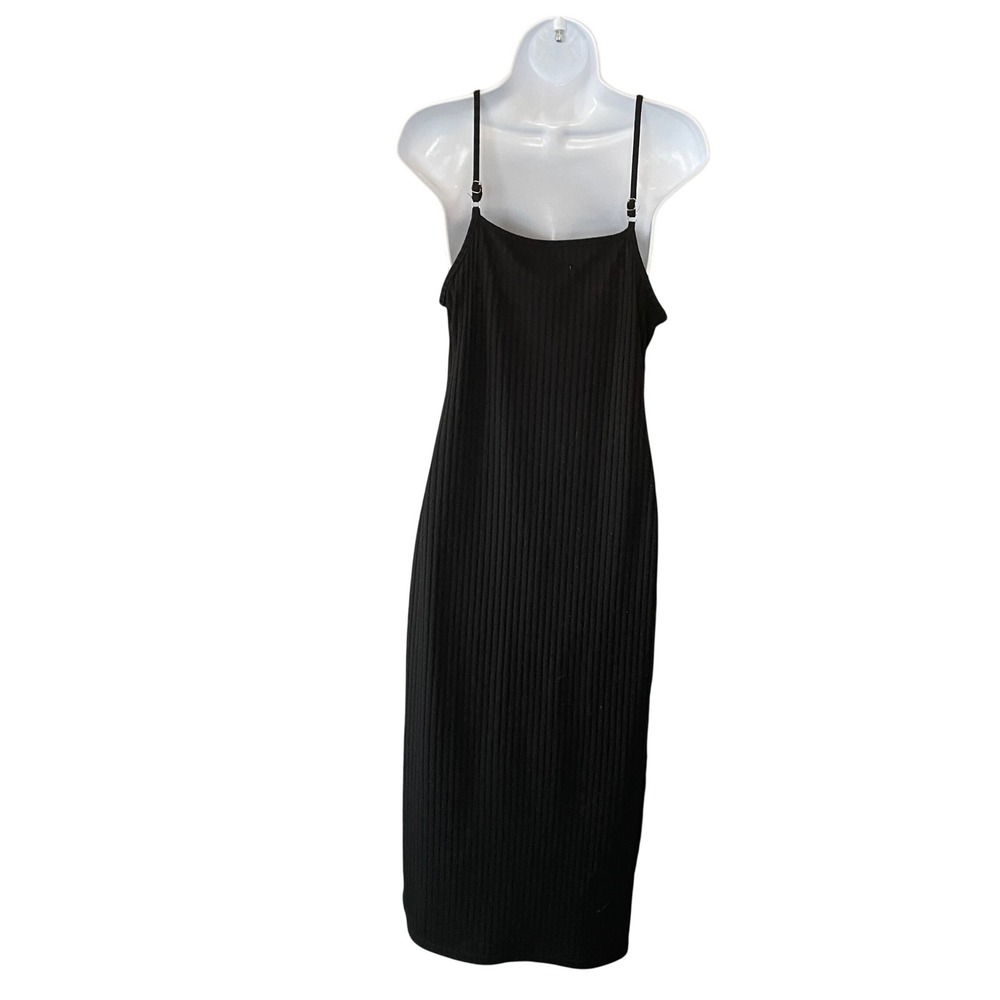 Womens Y2K Stretch Ribbed Knit Bodycon Midi‎ Dress Goth Black Size M Homecoming
